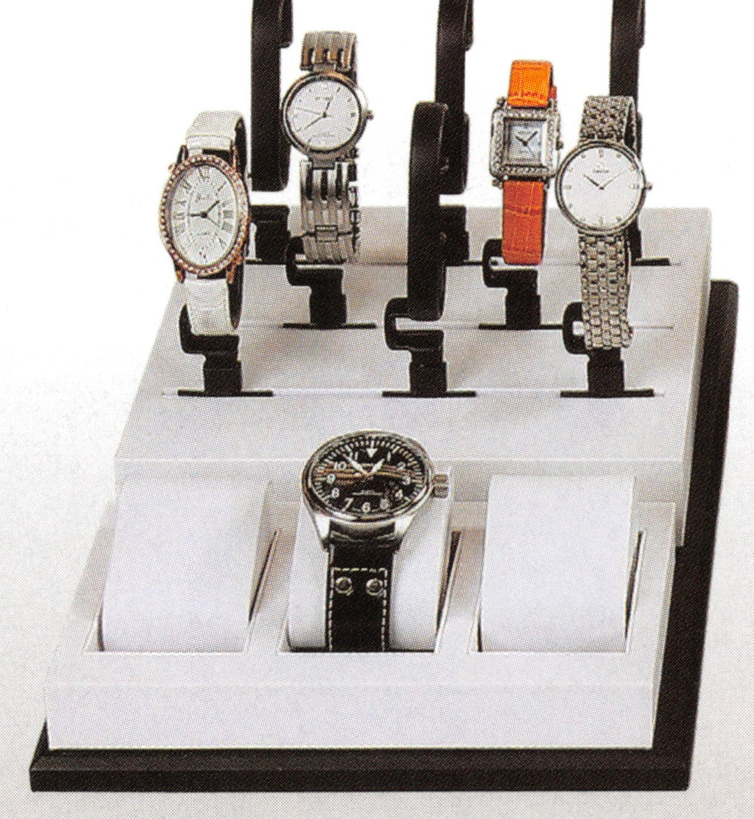 Versatile Watch Display Set — Black & White Faux Leather