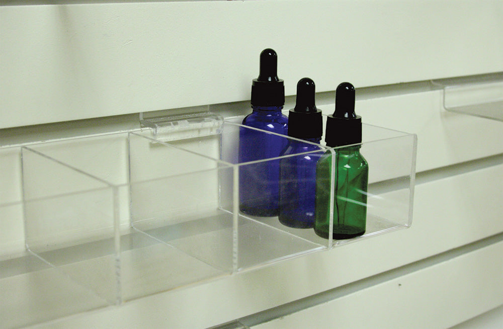 Slatwall Bins — 6 Compartments — Clear