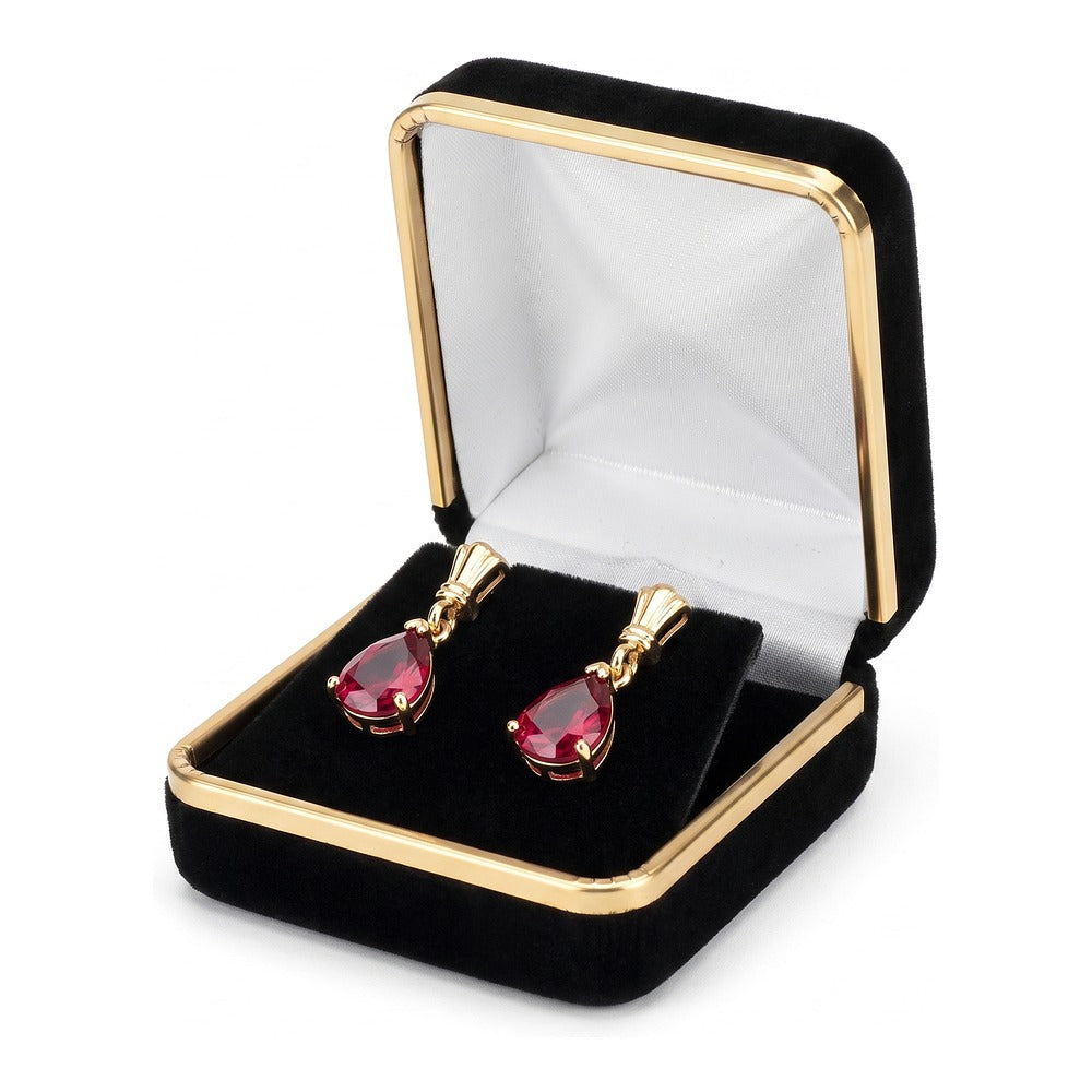 Earring Box - Classic Velvet Goldtone Trim - Black