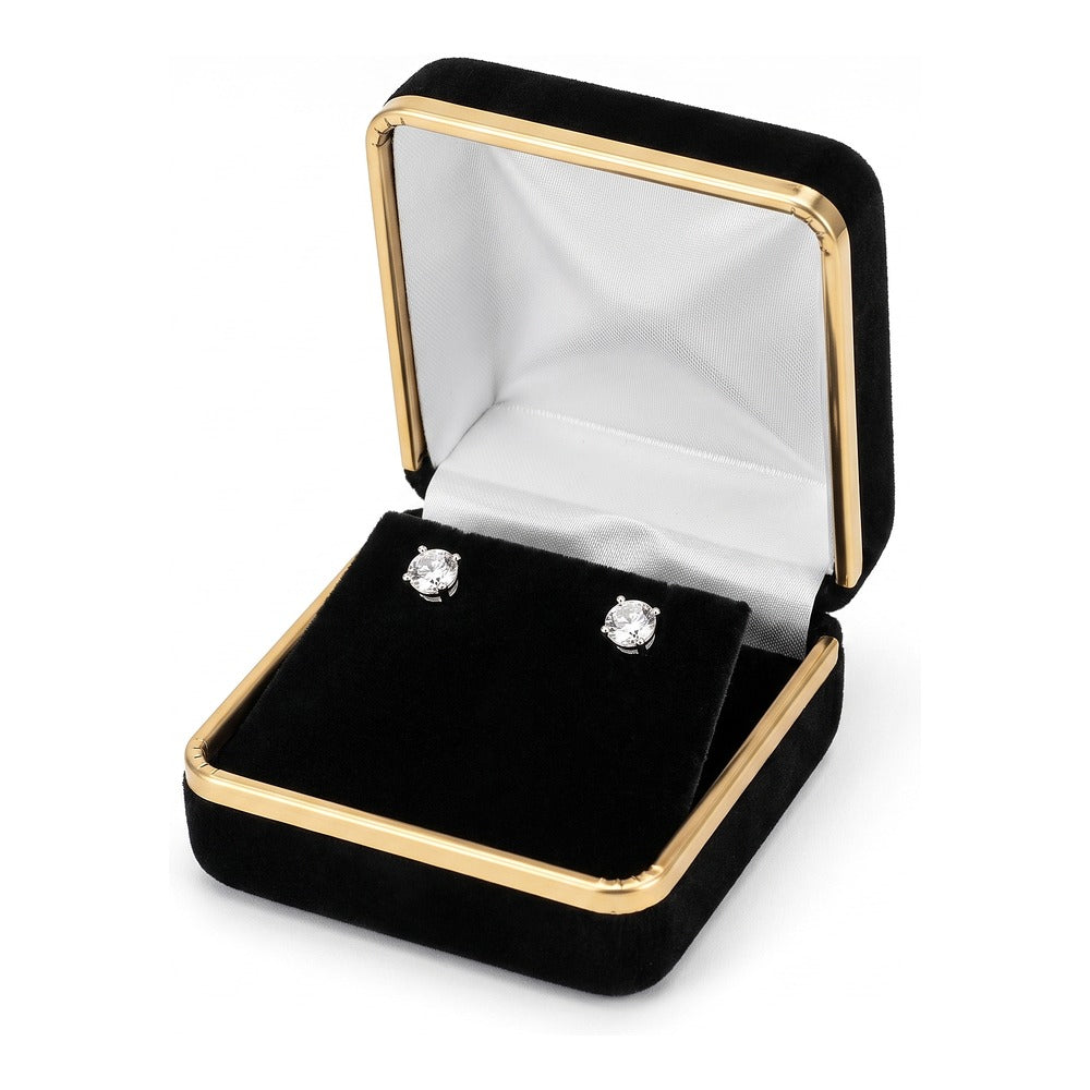 Pendant/Earring Box - Classic Velvet Goldtone Trim - Black