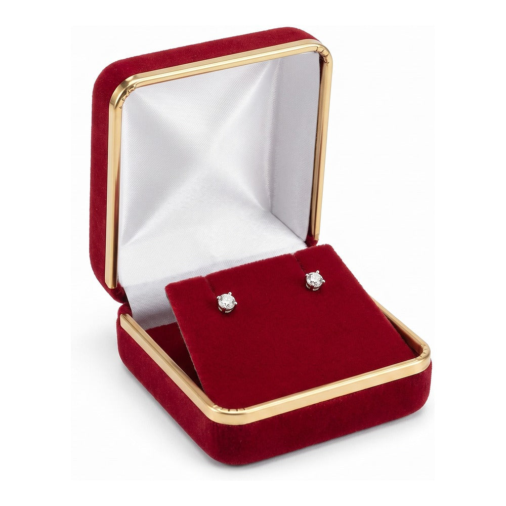 Pendant/Earring Box - Classic Velvet Goldtone Trim - Red