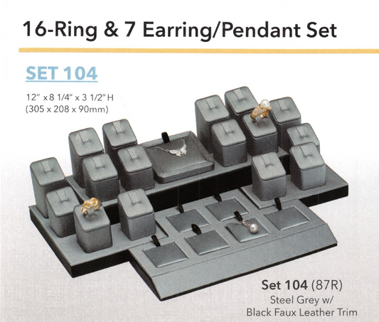 Slant ring cluster set (3pcs), steel grey — Clips