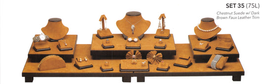 (5 1/8"H)Necklace display-Dark walnut/Chestnut(set