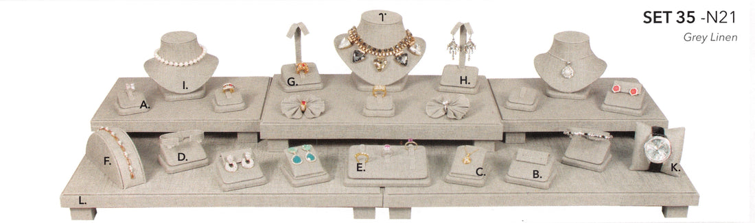 Ring/Earring tree — Grey Linen