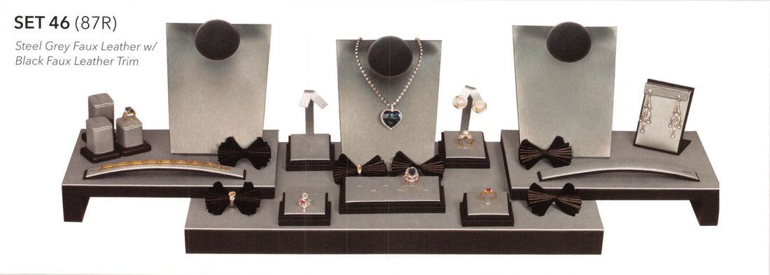 Display SET(23PCS) — steel grey w/ bk leather trim