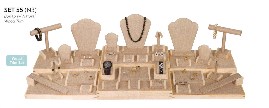Display Set(35PCS)-Natural wood,burlap