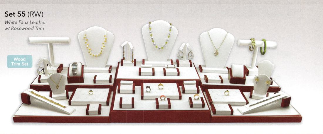 Display Set(35PCS)-Rosewood ,white leather