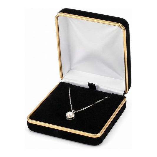 Necklace Box - Classic Velvet Goldtone Trim - Black