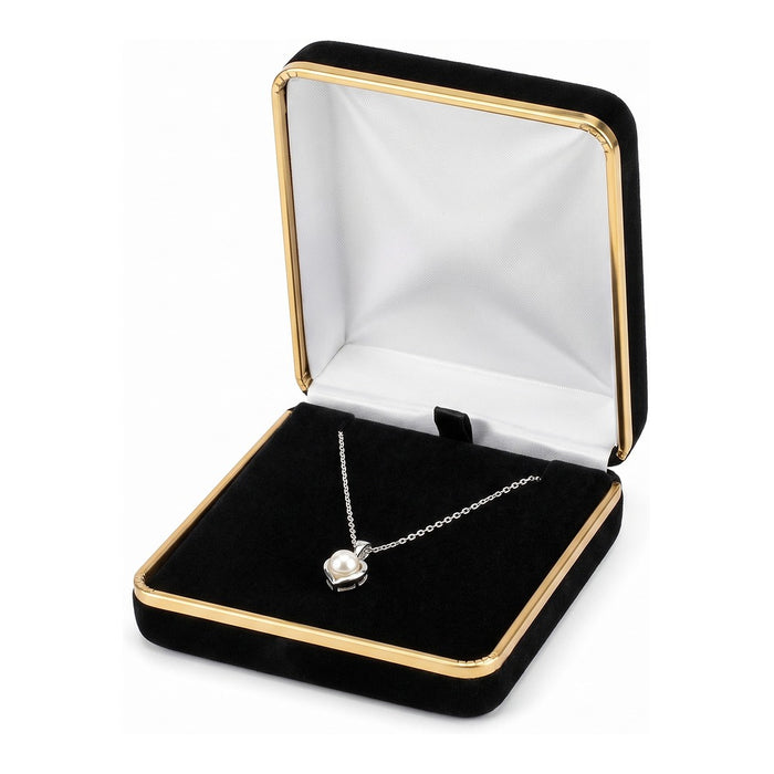 Necklace Box - Classic Velvet Goldtone Trim - Black