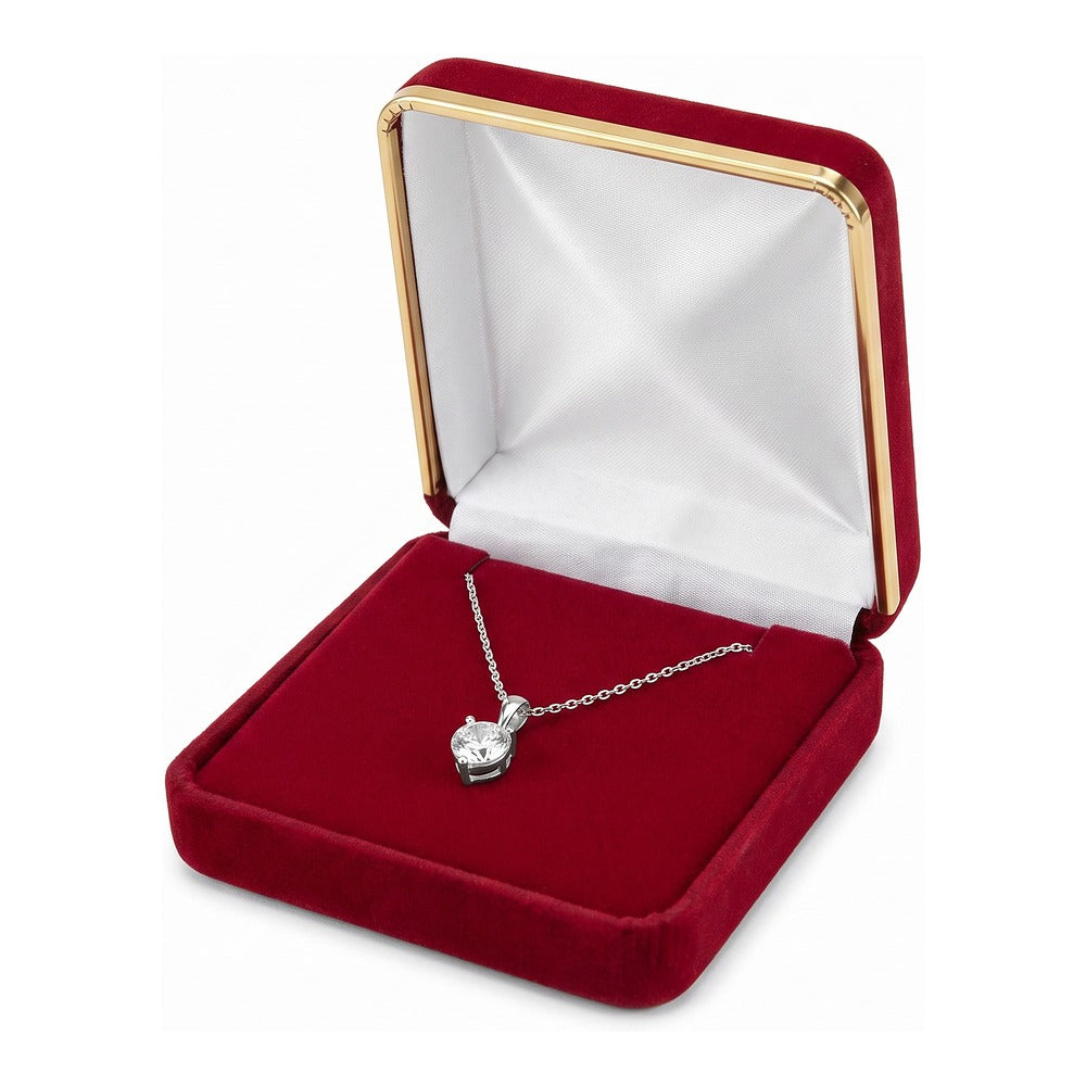 Necklace Box - Classic Velvet Goldtone Trim - Red