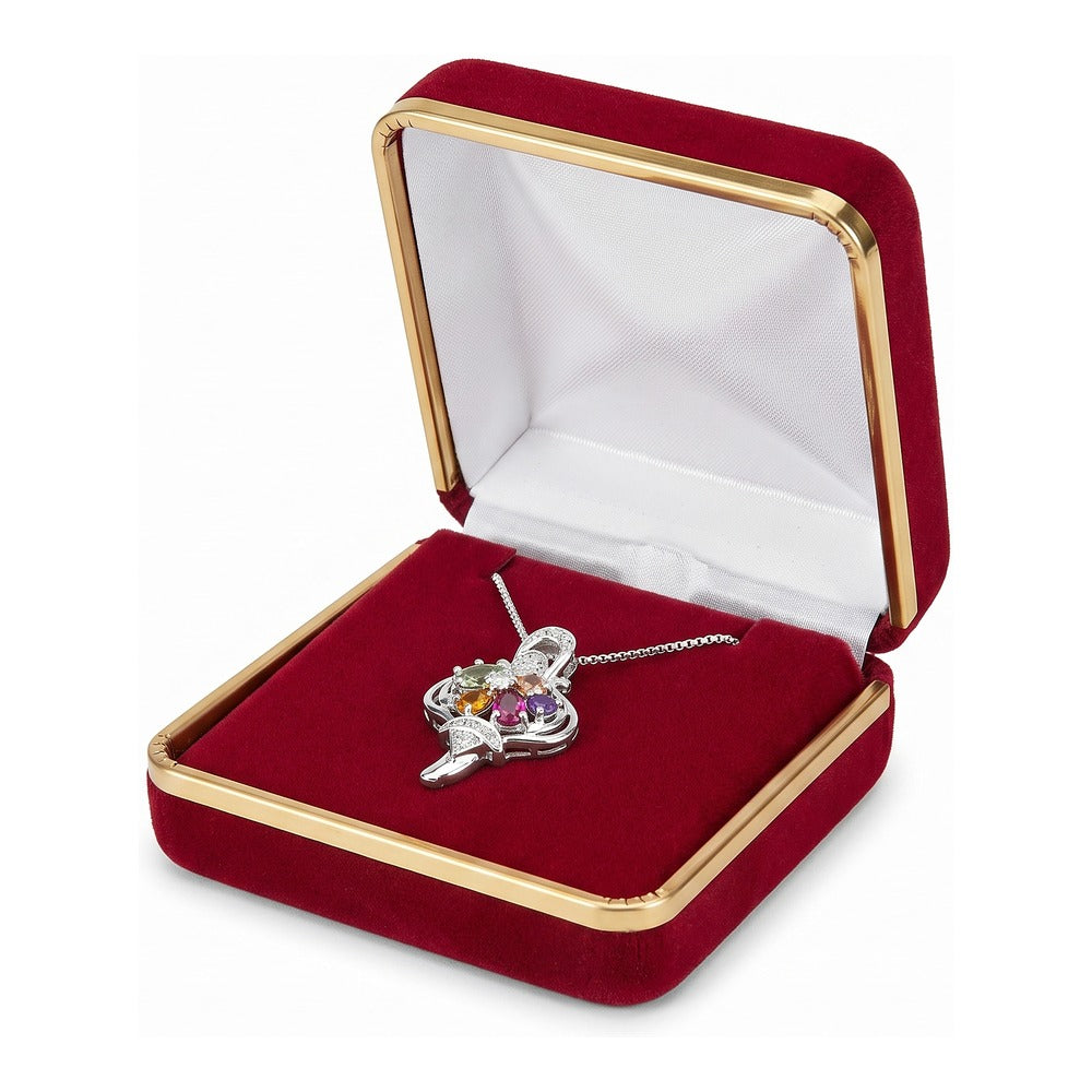 Pendant/Earring (Flap) Box - Classic Velvet Goldtone Trim - Red