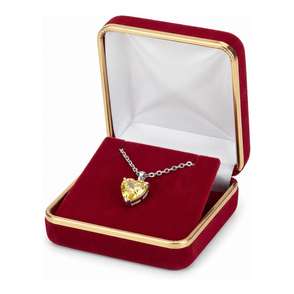 Pendant/Earring (Square) Box - Classic Velvet Goldtone Trim - Red