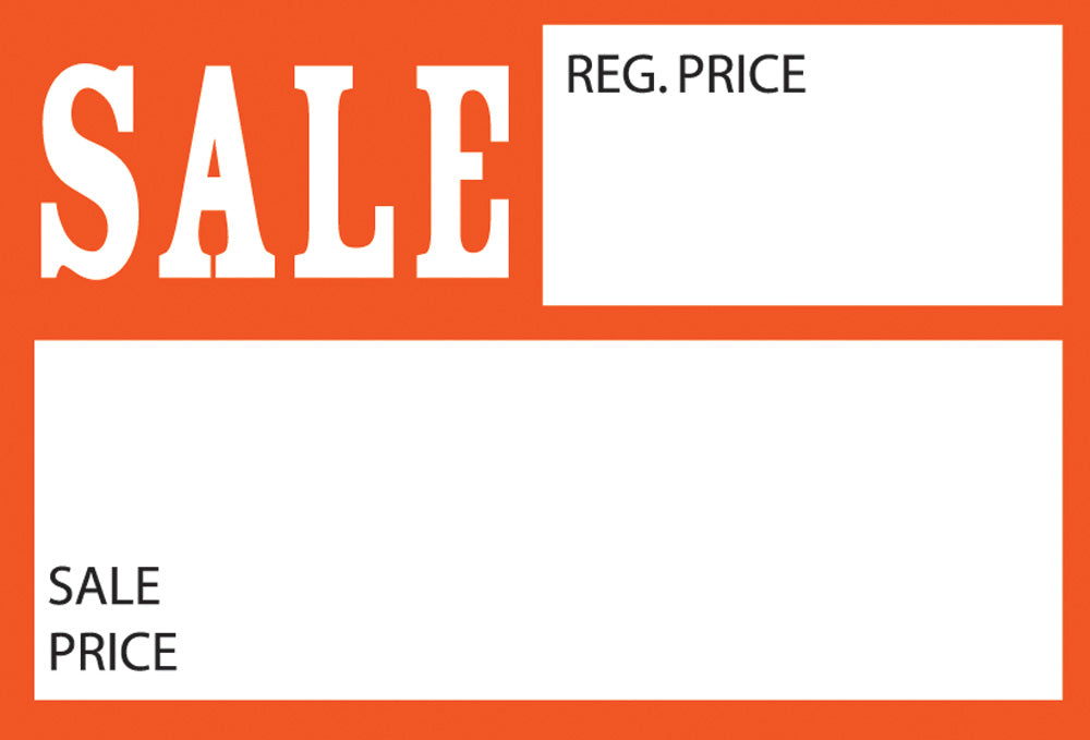 Small Paper Price Signs — Sale w/ Price — White
