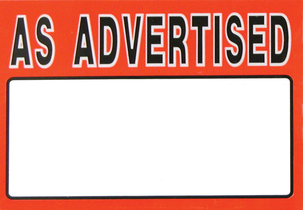 Small Paper Price Signs — As Advertised — White