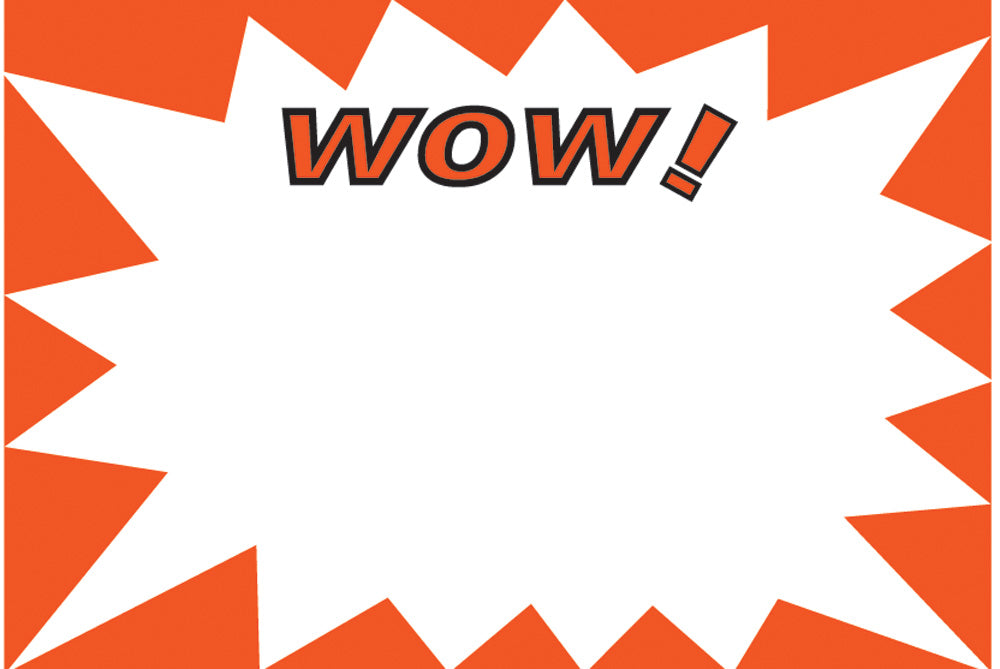 Small Paper Price Signs — Wow — White