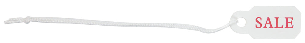 Pre-Printed String Tags — Plastic Sale — 3/8″ x 7/8″ (10 x 22mm) — White