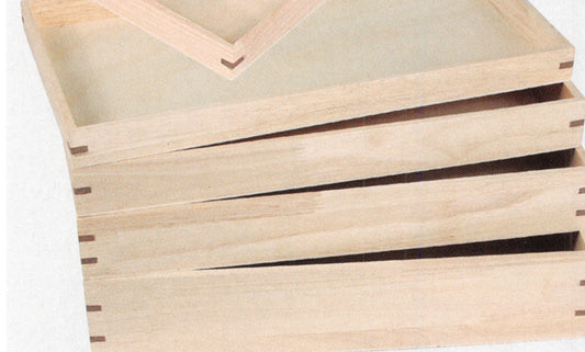 Stackable Natural Wood Display Trays — D. 15 x 8 1/2 x 2" (38 x 21.5 x 6cm) — Natural Wood