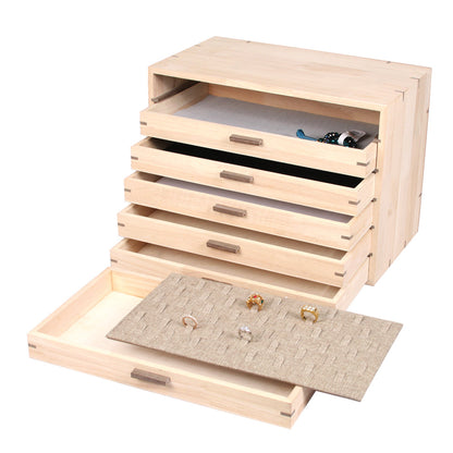 Natural Wood Oragnizer With 6 Trays