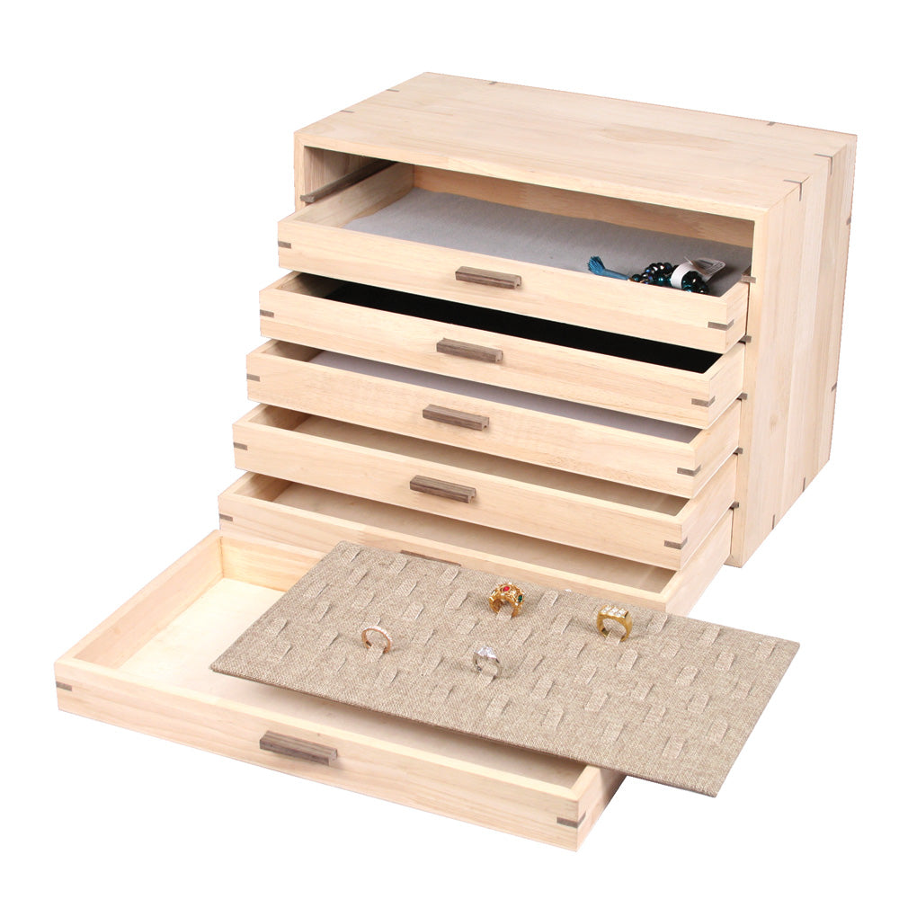 Natural Wood Organizer With 6 Trays — Natural Wood