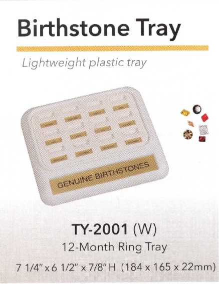 12-month birthstone RING tray — white