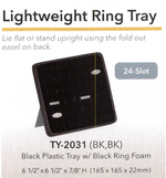 Black plastic easel tray w/Black 24-slot ring foam