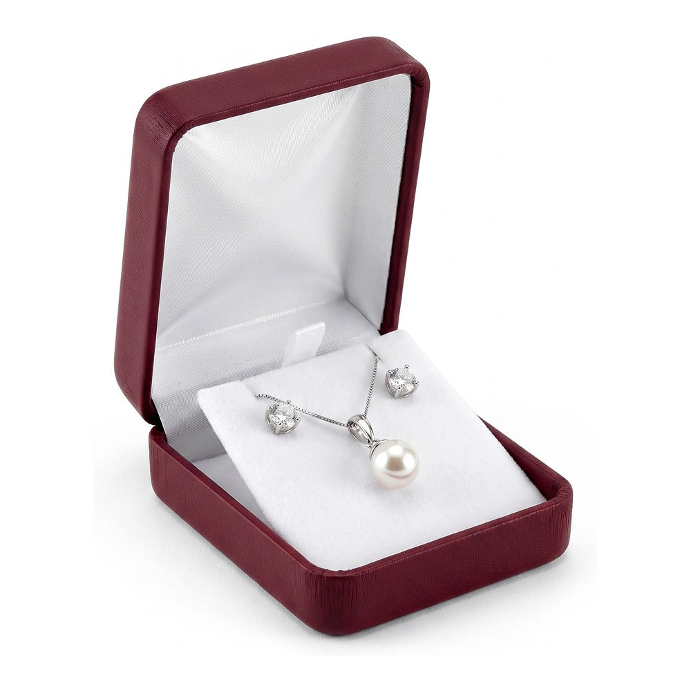 Earring/Pendant Box - Metallic Burgundy