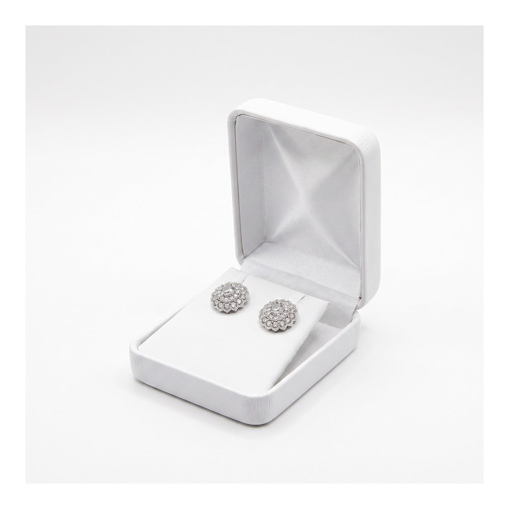 Earring/Pendant Box - Classic Faux Leather - White