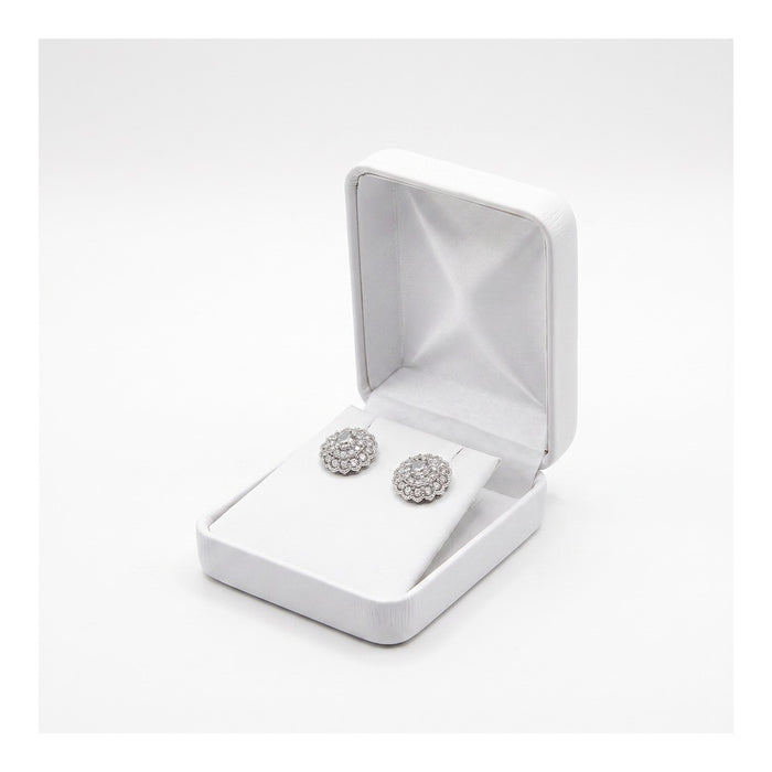 Earring/Pendant Box - Classic Faux Leather - White