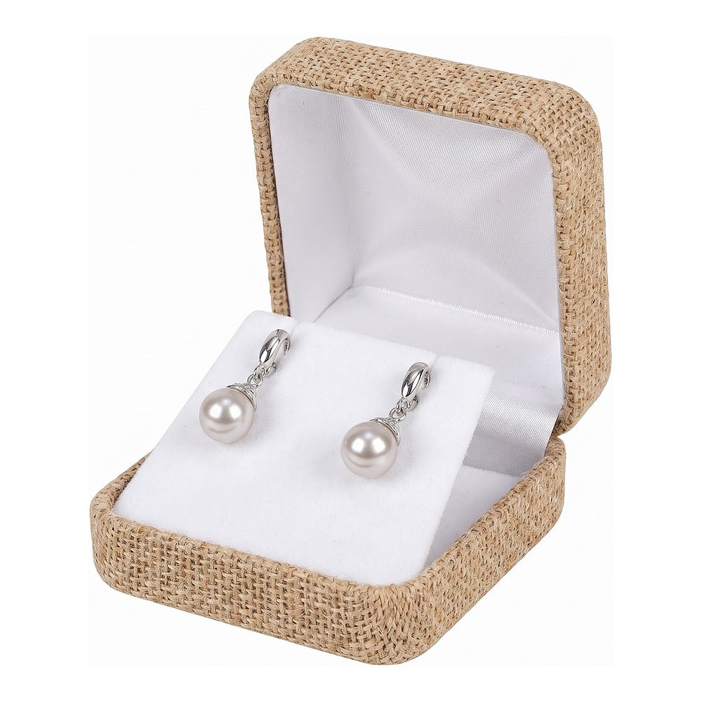 Earring/Pendant (Flap) Box - Burlap Metal