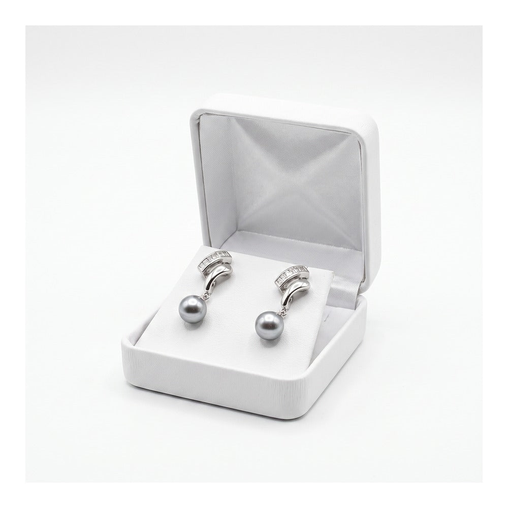 Earring/Pendant (Flap) Box - Classic Faux Leather - White