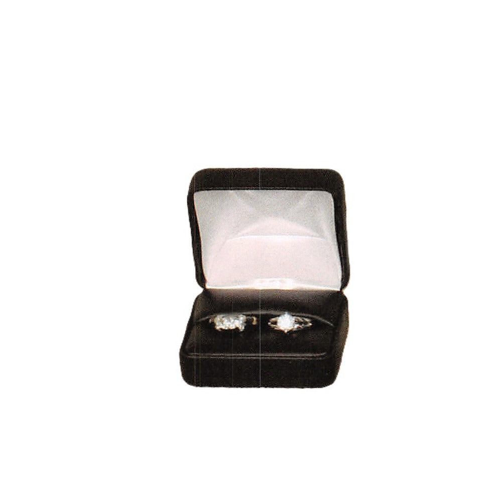 Double Ring Box - Classic Faux Leather - Black