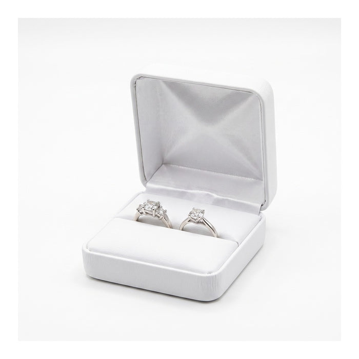 Double Ring Box - Classic Faux Leather - White
