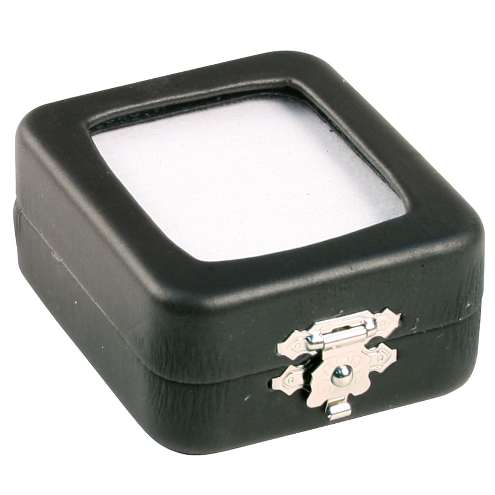Glass Top Gem Boxes — 2 x 2 3/8 x 1" H — Black