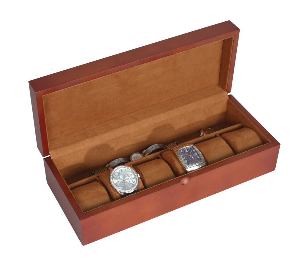 Vintage Wooden Watch Case — Vintage Wood w/ Chestnut Faux Suede