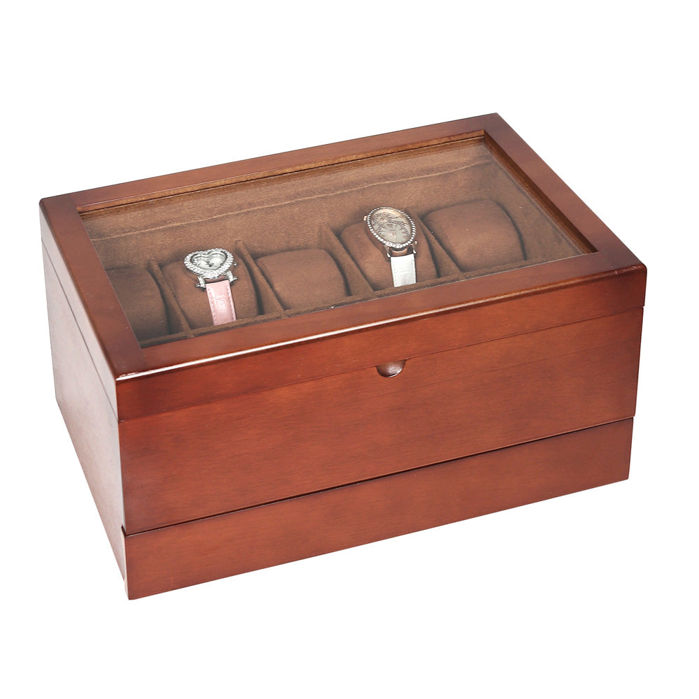 Glass Top Wooden Watch & Storage Case