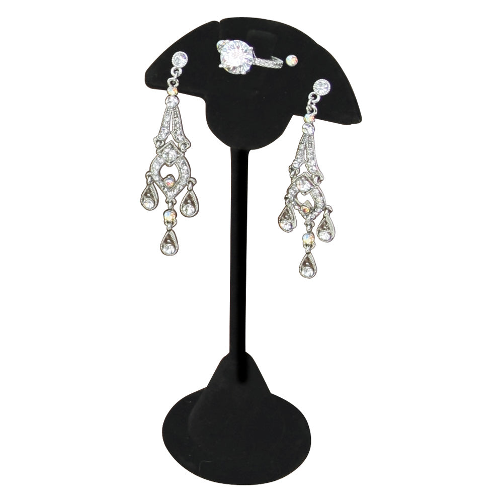 Earring Stand w/ Ring Clip — Black Velvet