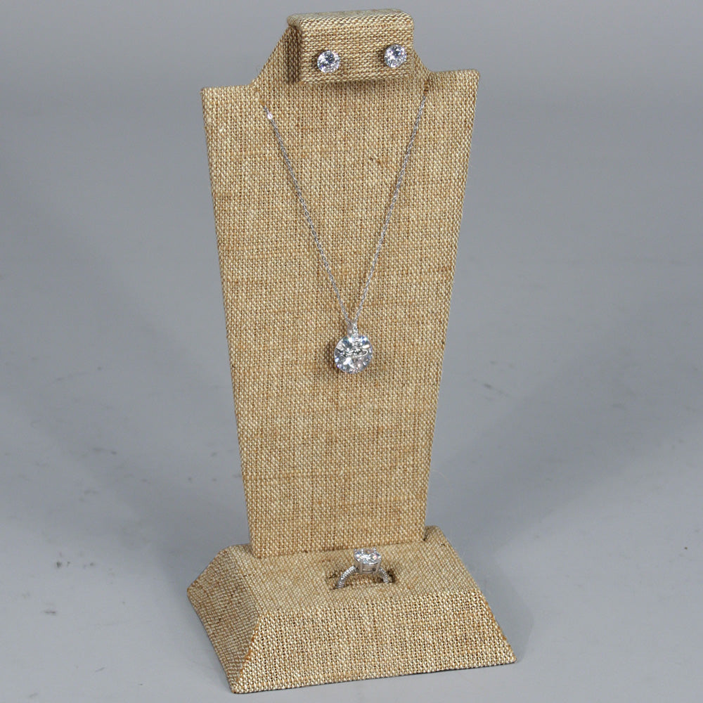 Combination Stand — Stepped Base — 4 1/8 x 3 x 9 1/8" H — Burlap