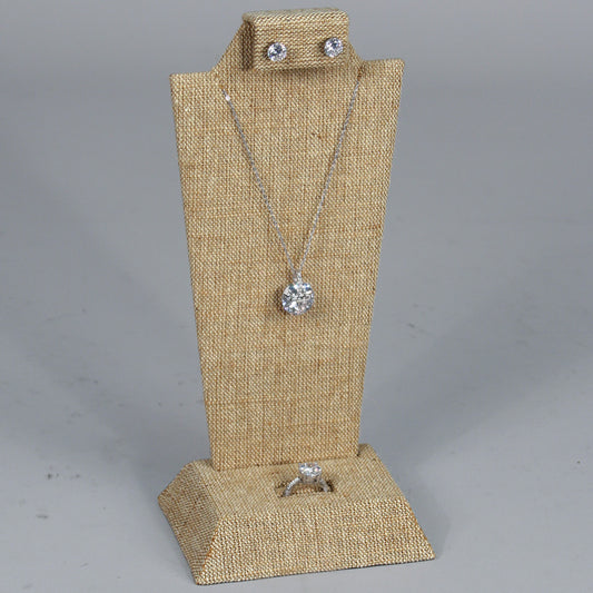Combination Stand — Stepped Base — 4 1/8 x 3 x 9 1/8" H — Burlap