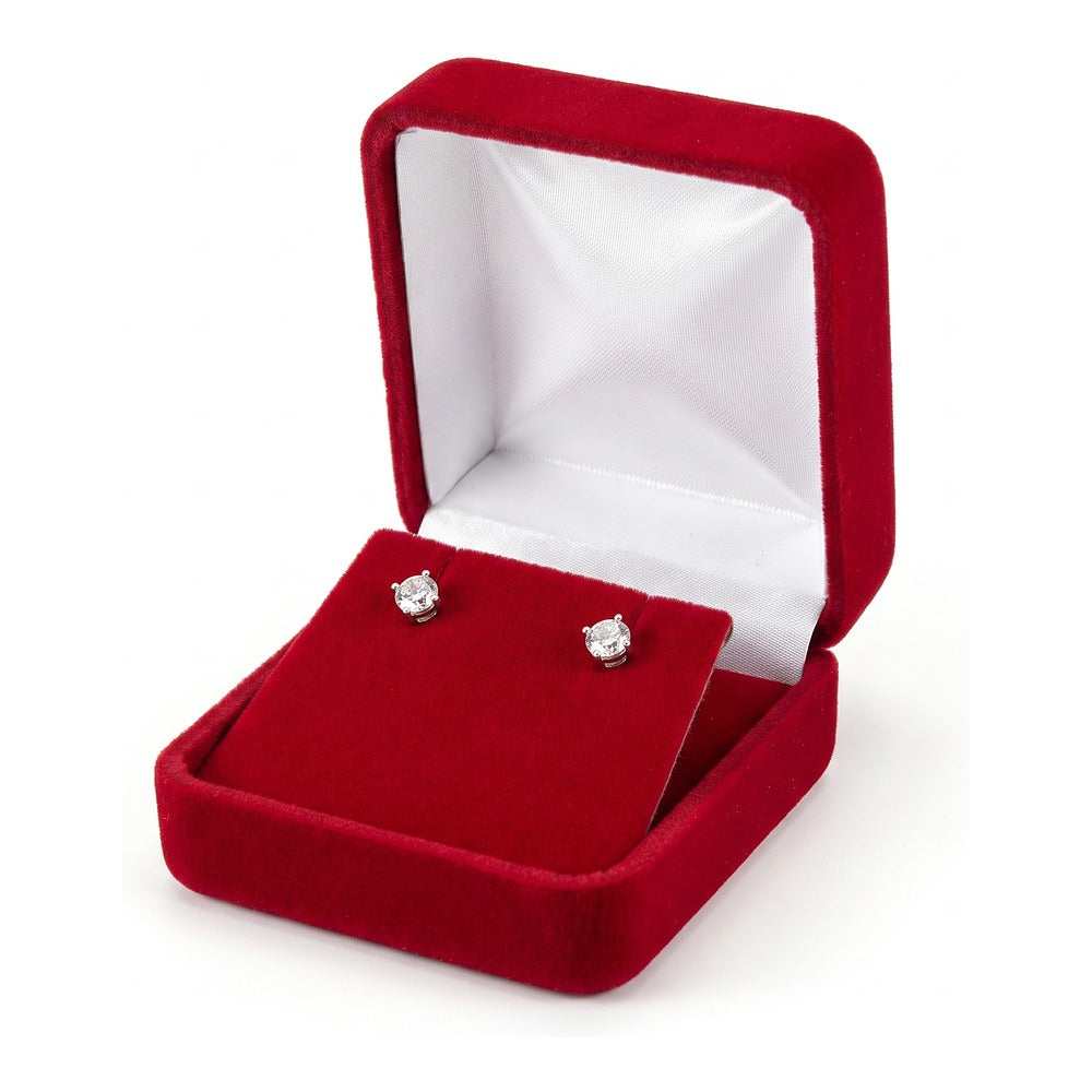 Pendant/Earring Box - Classic Velvet - Red