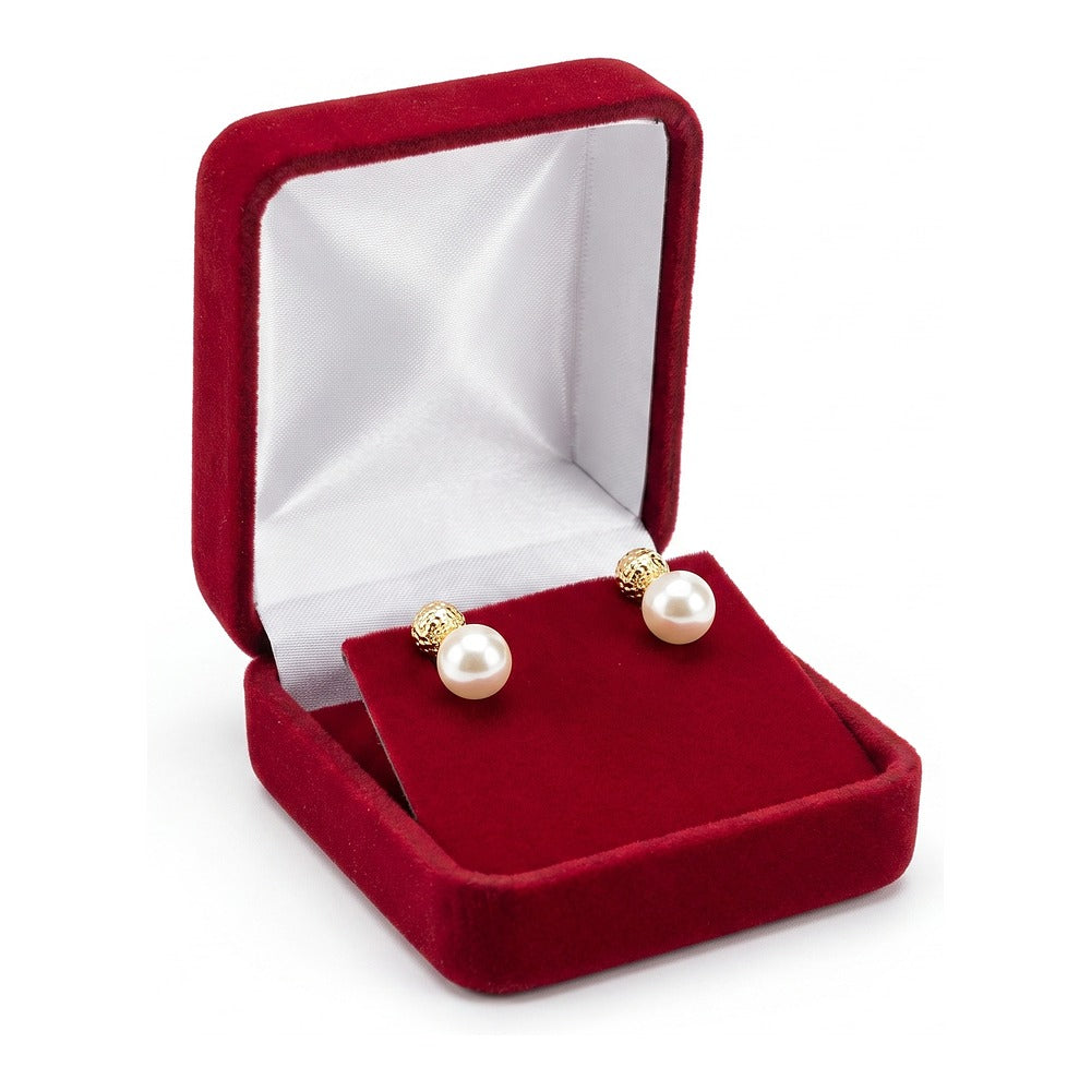 T-Shape Earring Box - Classic Velvet - Red