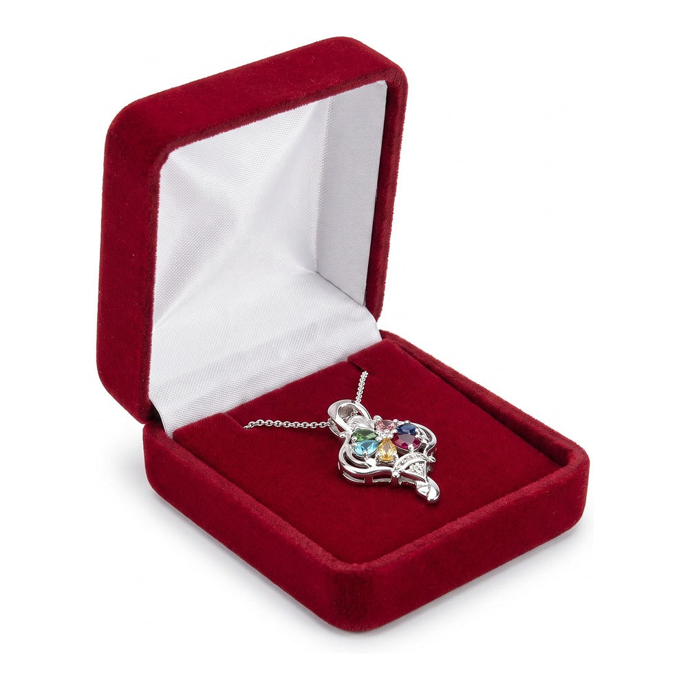 Pendant/Earring (Flap) Box - Classic Velvet - Red