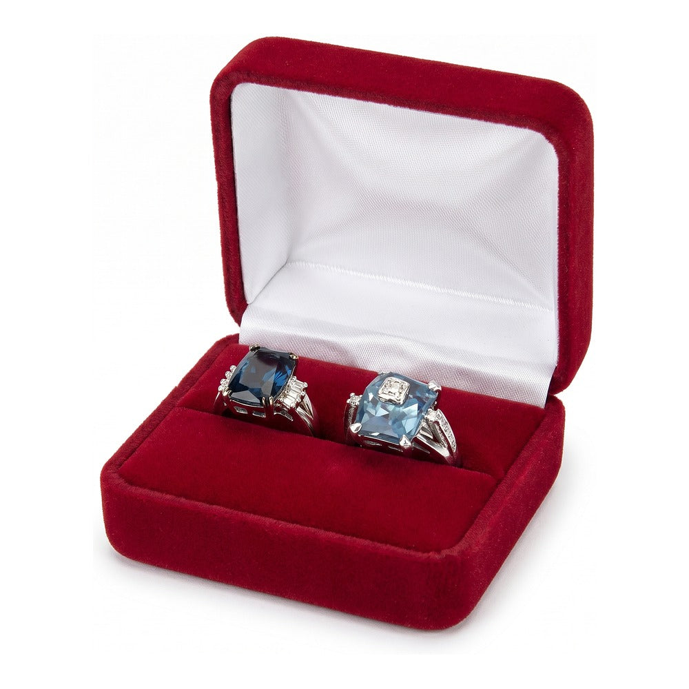 Double Ring Box - Classic Velvet - Red