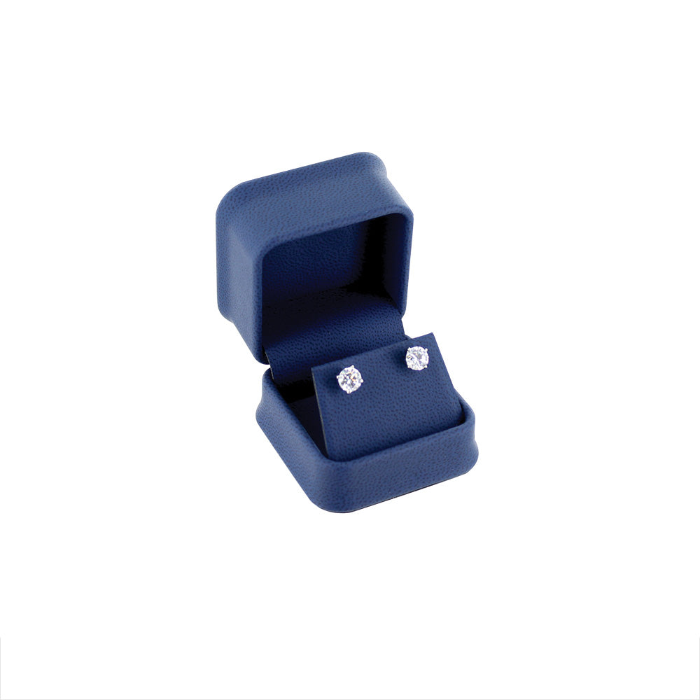 Earring Box - Deluxe Faux Leather - Blue