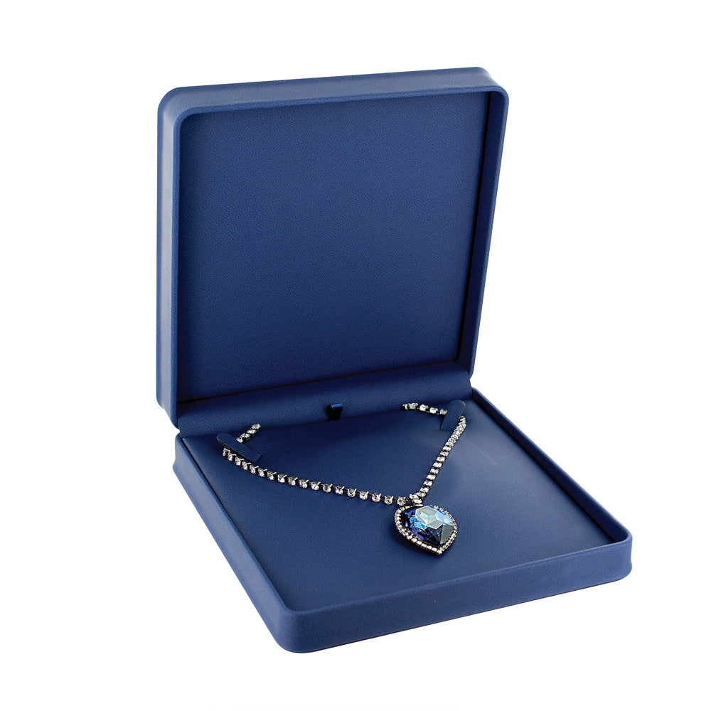 Necklace Box - Deluxe Faux Leather - Blue