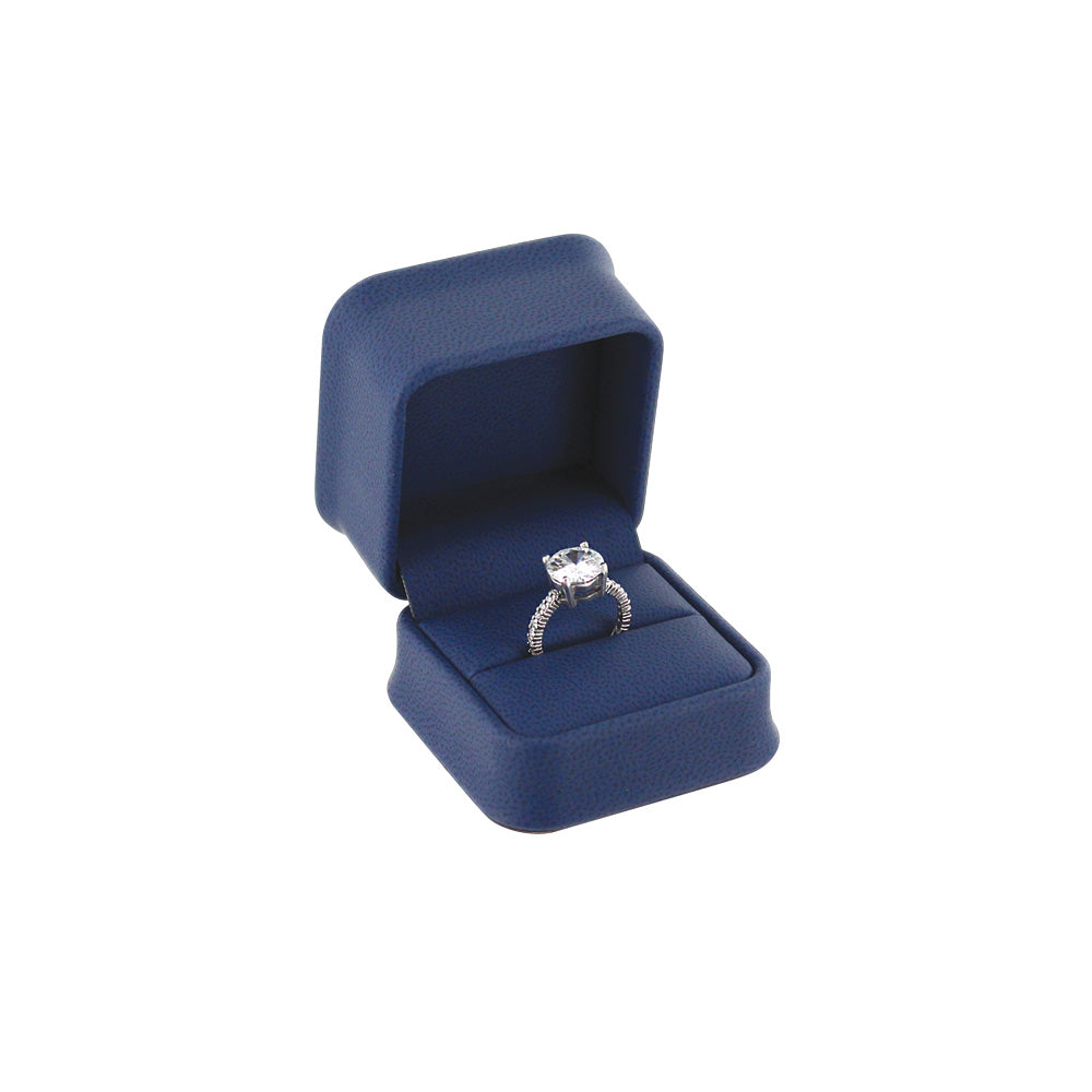 Ring Box - Deluxe Faux Leather - Blue