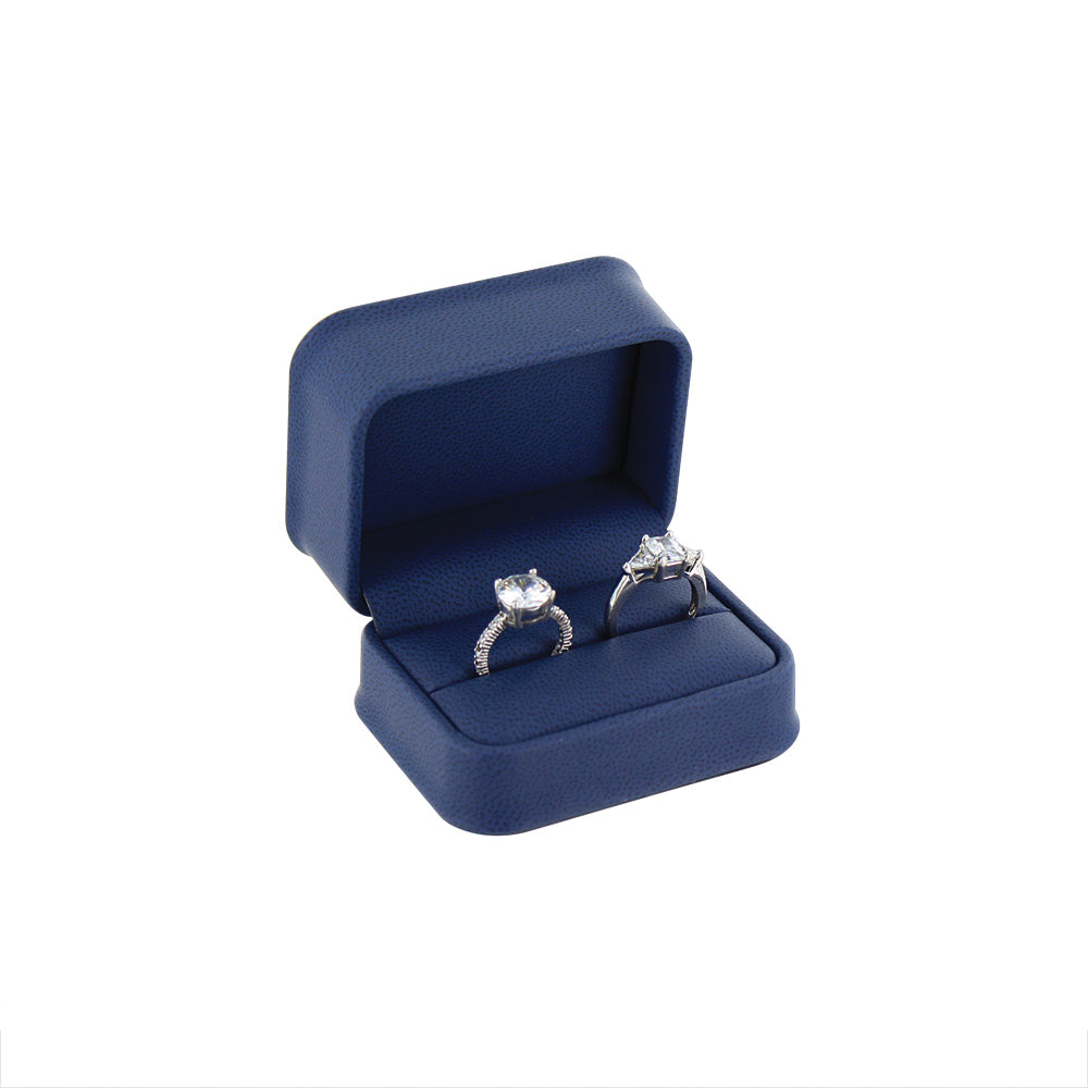 Double Ring Box - Deluxe Faux Leather - Blue