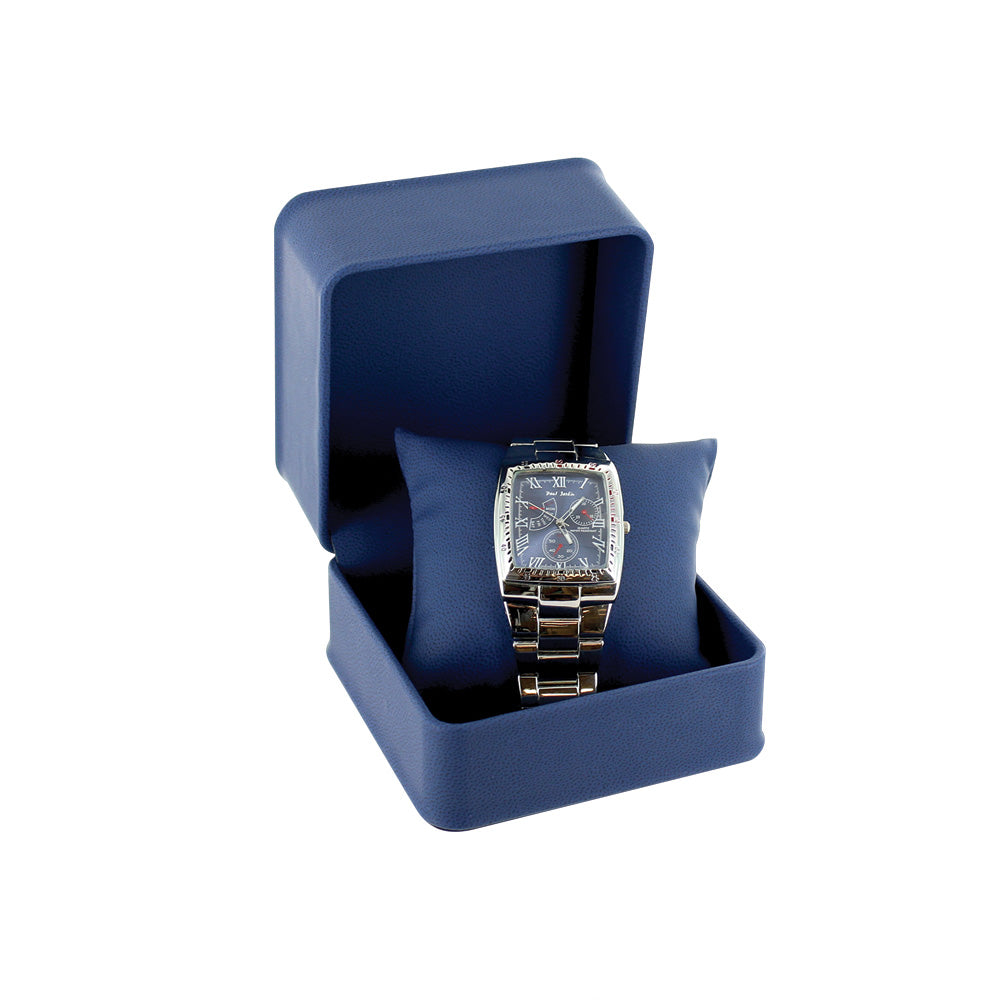 Watch Box - Deluxe Faux Leather - Blue