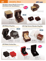 Ring Box - LED High Veneer Wooden Ring - Glossy Kona — 2⅜ x 2⅛ x 2¼ in