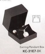 Earring/Pendant Box - Extra High Top Black Faux Leather - Black — 3 x 3 x 2⅜ in