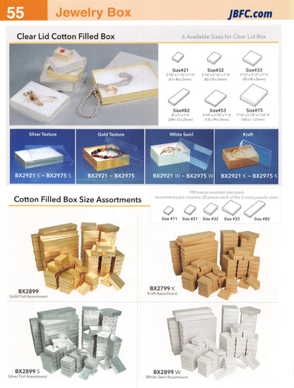 Clear Lid Cotton Filled Box - 100 pcs. Pack